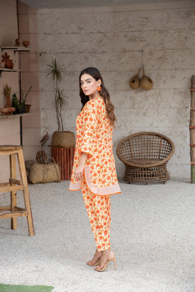 Orange Floral Co-Ord Set