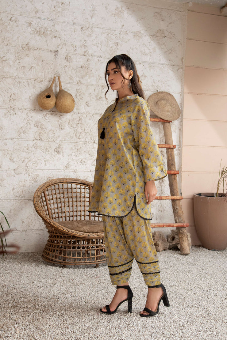 Olive Pattern Co-Ord Set